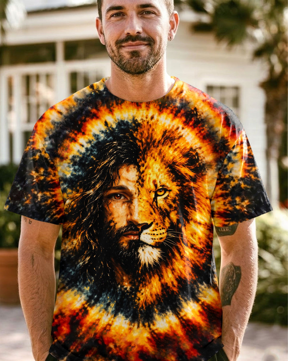 Jesus Lion Face Swirl Men's All Over Print Shirt - Tlhn2703261