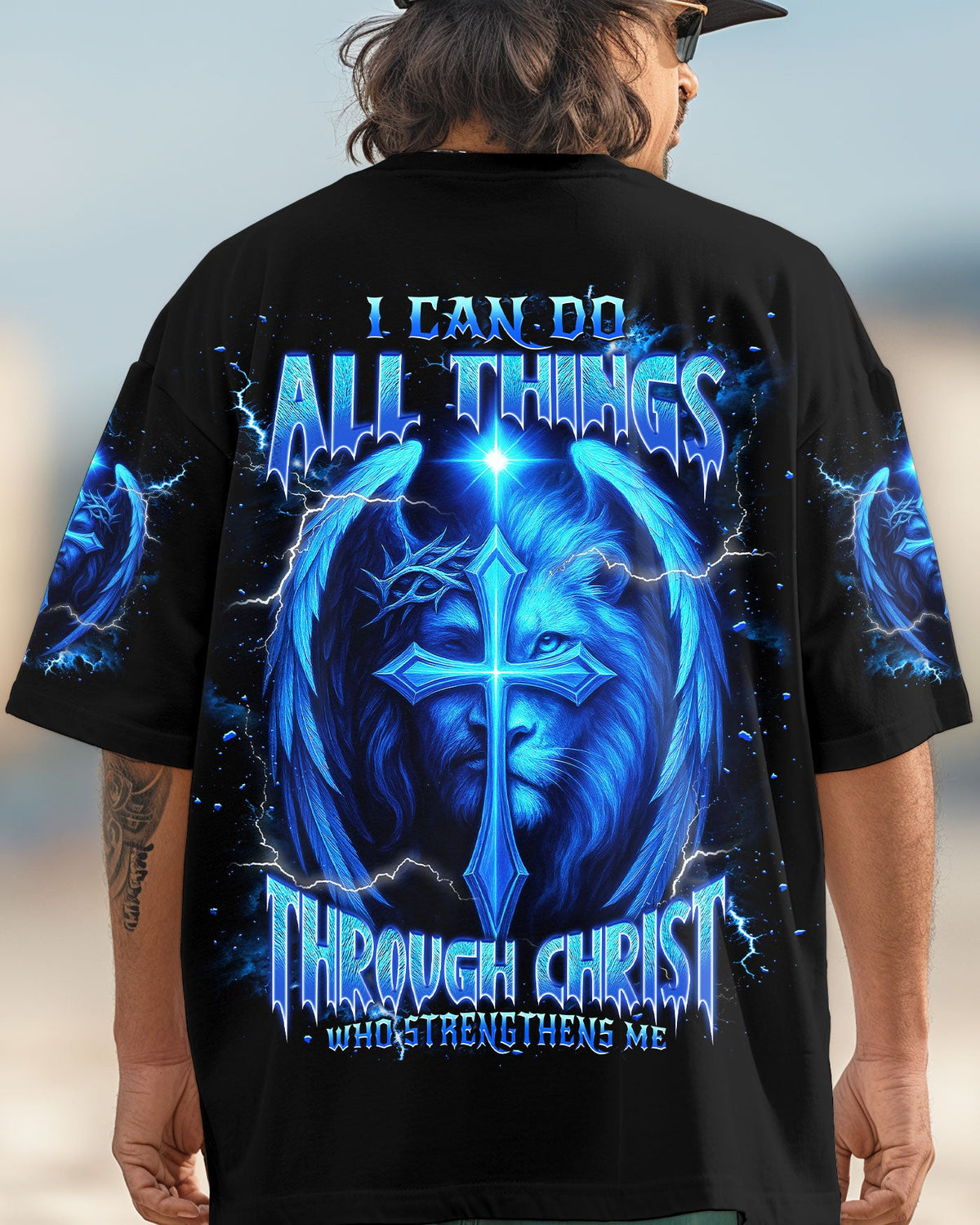 I Can Do All Things Cross Lion Wings Men's All Over Print Shirt  - Tlnt1404252