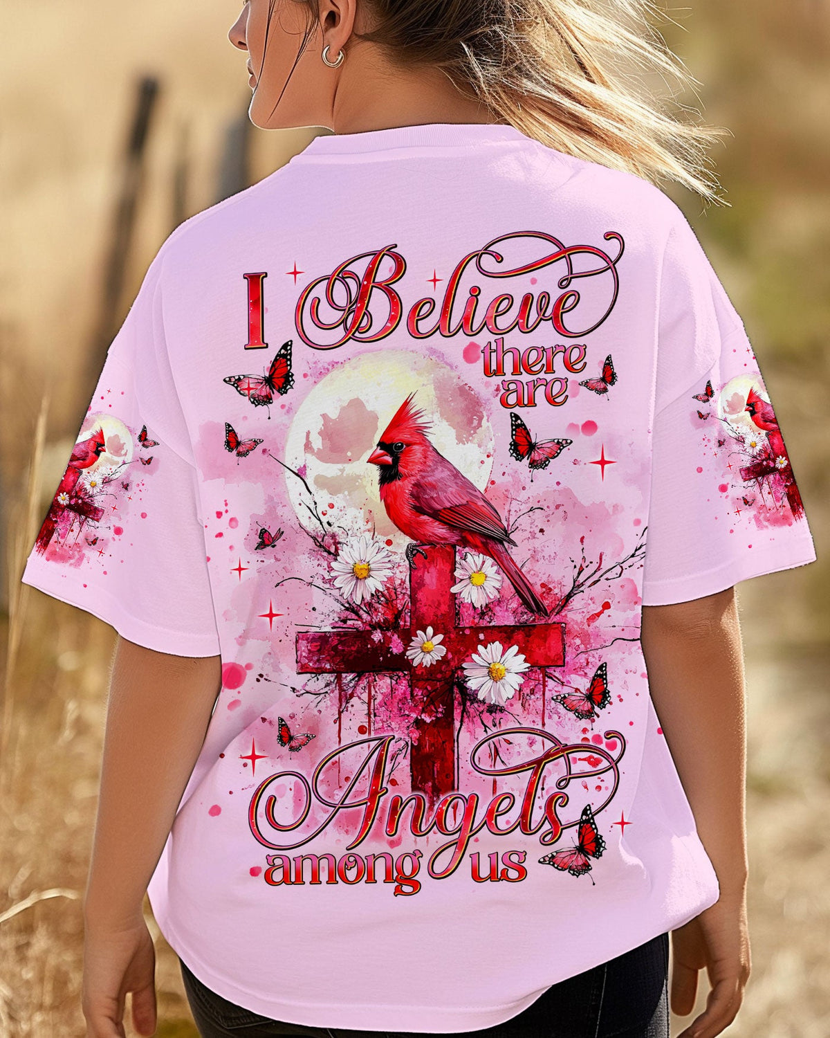I Believe There Are Angels Among Us Cardinal Women's All Over Print Shirt    - Tlnt1303252