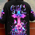 With God All Things Are Possible Cross Glowing Women's All Over Print Shirt - Tlnt0112234