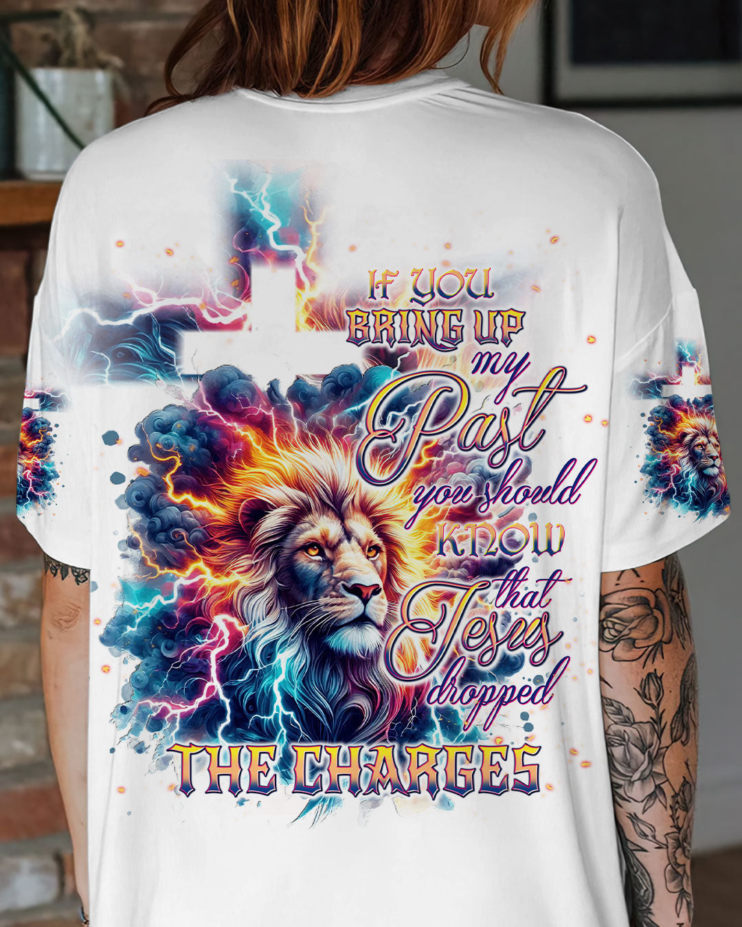 Jesus Dropped The Charges Lion Women's All Over Print Shirt - Tlnt3007242
