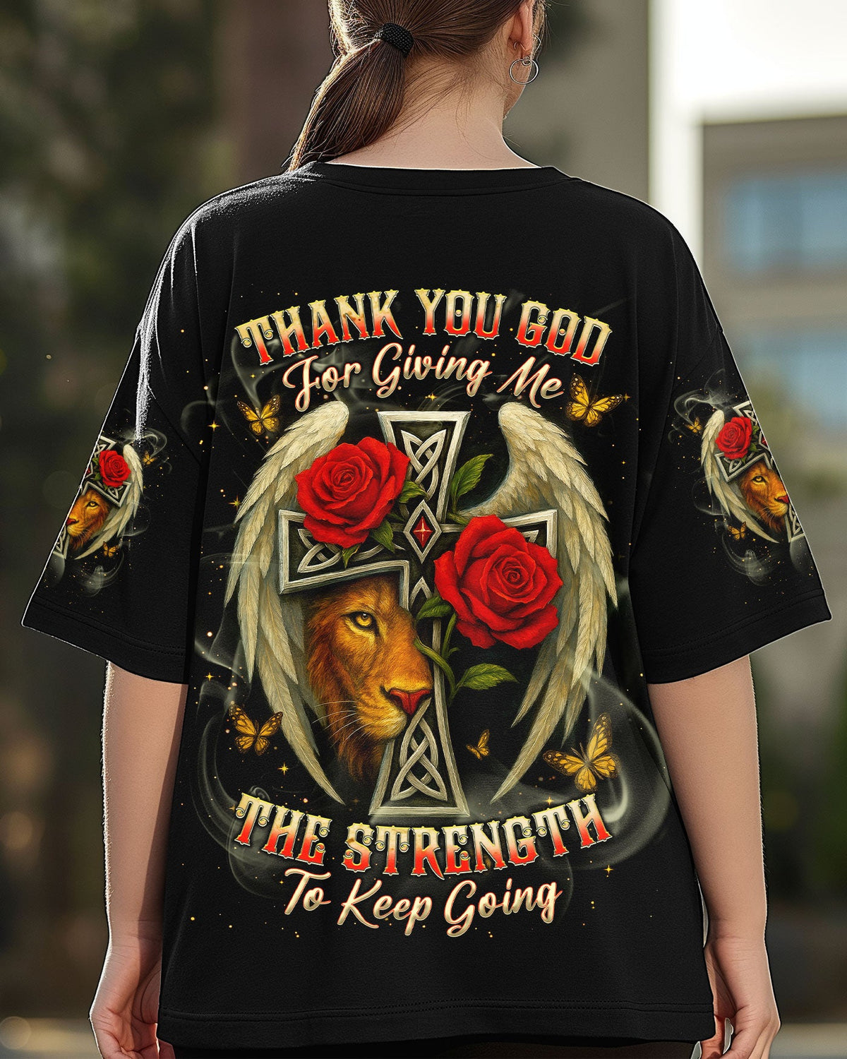 Thank You God Lion Wings Women's All Over Print Shirt - Tlnt1204254