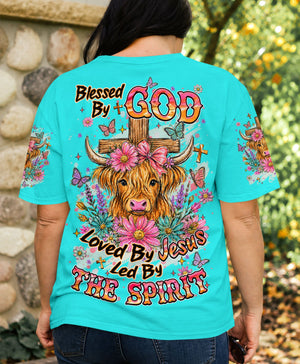 Blessed By God Highland Cow Women's All Over Print Shirt - Tlhn2807263
