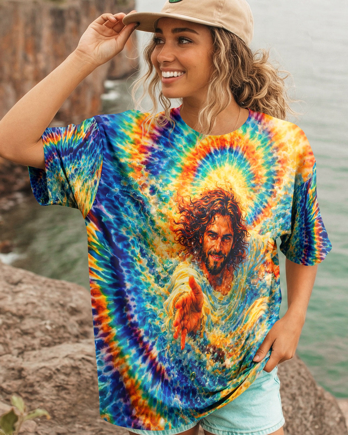 Saved By His Grace Jesus Water Swirl  Women's All Over Print Shirt  -  Tlnt2603262