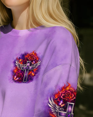 Faith Fire Rose Cross Women's All Over Print Shirt - Tlnt1105264