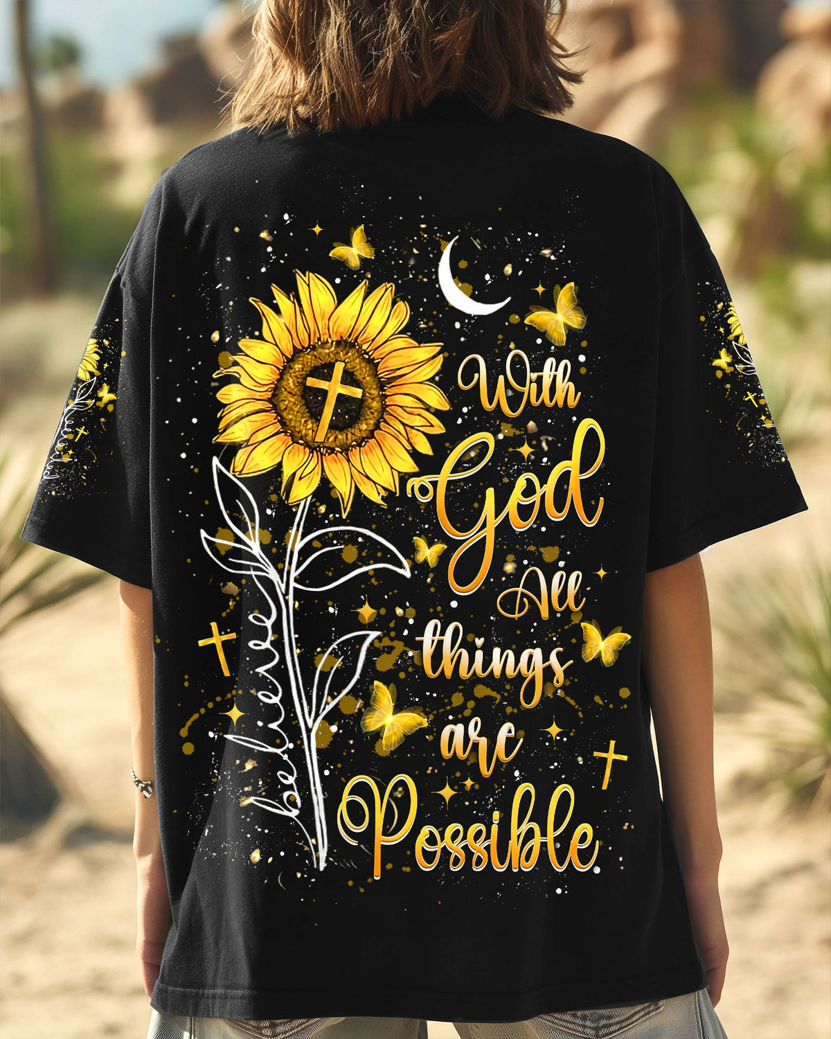 With God All Things Are Possible Sunflower Women's All Over Print Shirt - Yhlt3008243