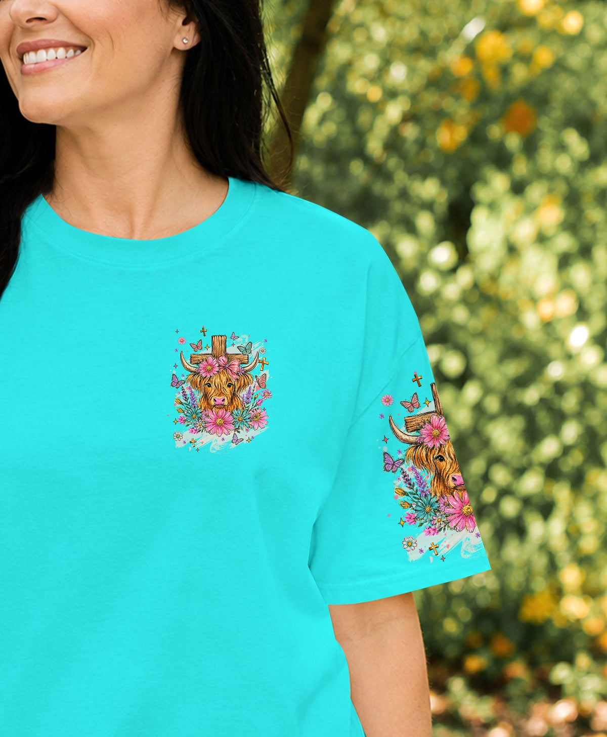 Blessed By God Highland Cow Women's All Over Print Shirt - Tlhn2807263