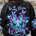 Pray More Worry Less Butterfly Women's All Over Print Shirt - Tlnt2601242