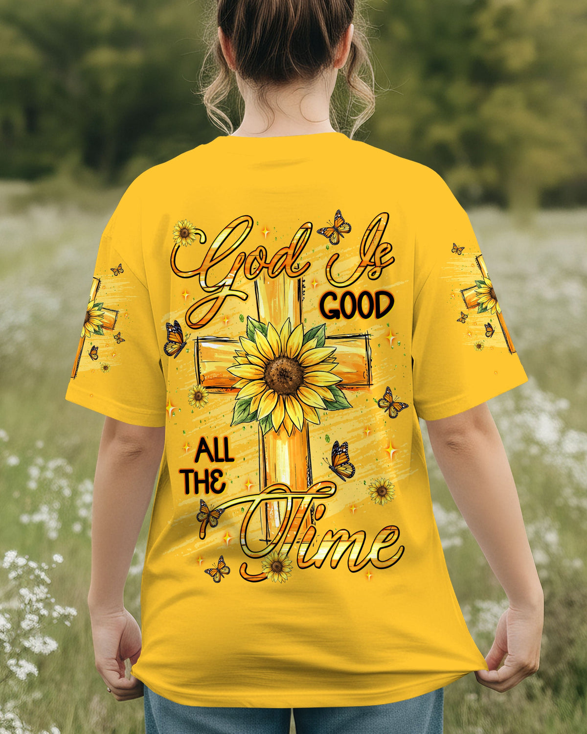 God Is Good All The Time Sunflower Women's All Over Print Shirt - Tlnt2312251