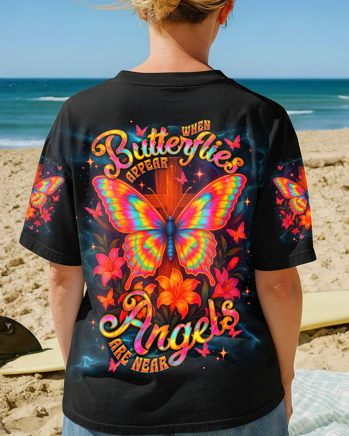 When Butterflies Appear Angels Are Near Women's All Over Print Shirt - Tlnt1411252