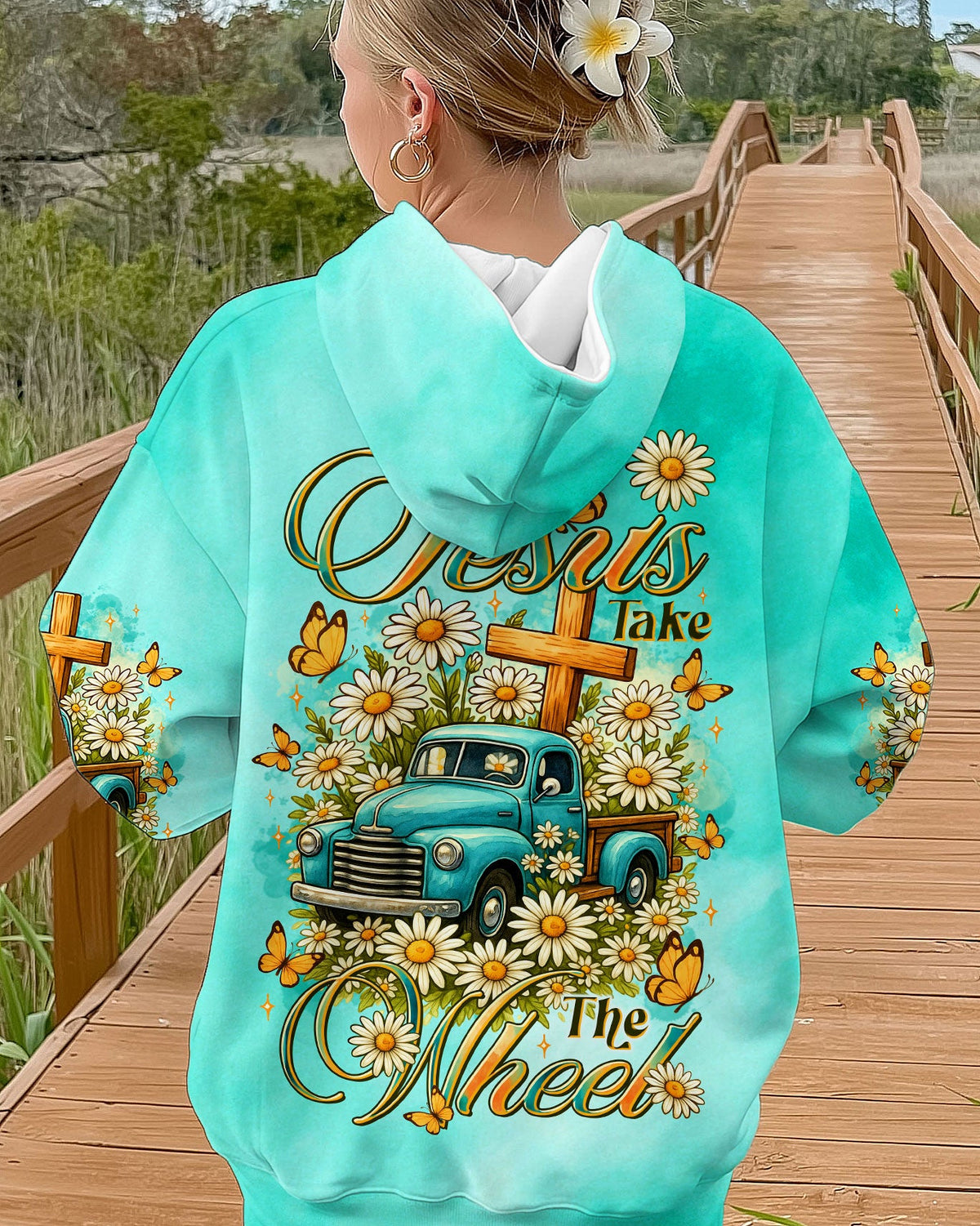 Jesus Take The Wheel Truck Daisies Women's All Over Print Shirt - Tltr0909252