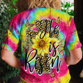 He Is Risen Cross With Sunflowers Tie Dye Women's All Over Print Shirt - Tytd0707231