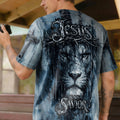 Jesus Is My Savior Lion  Watercolor Men's All Over Print Shirt -   Tlnt2303263