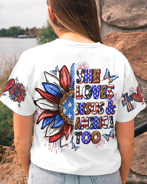 She Loves Jesus and America Women's All Over Print Shirt - Yhln0307234