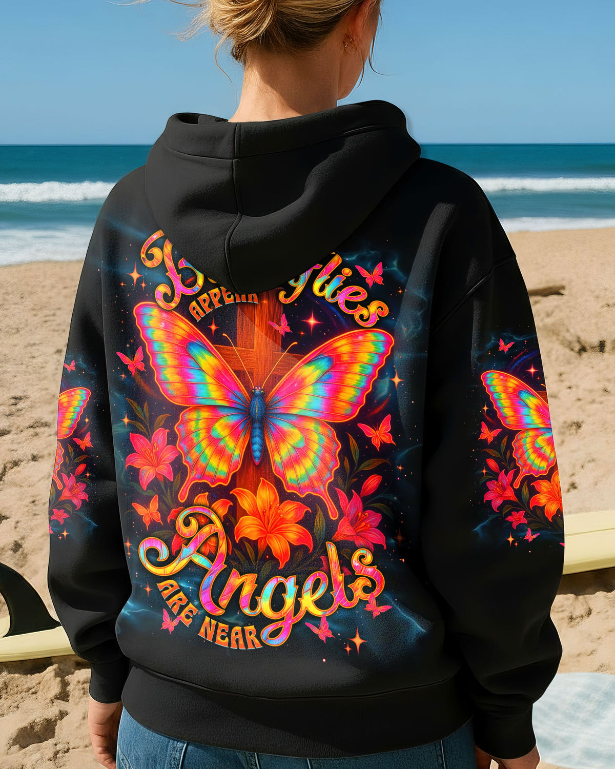 When Butterflies Appear Angels Are Near Women's All Over Print Shirt - Tlnt1411252