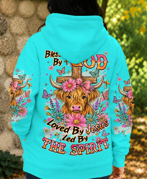 Blessed By God Highland Cow Women's All Over Print Shirt - Tlhn2807263