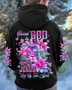 Blessed By God Loved By Jesus Lion Lilies Women's All Over Print Shirt - Tlnt2209251