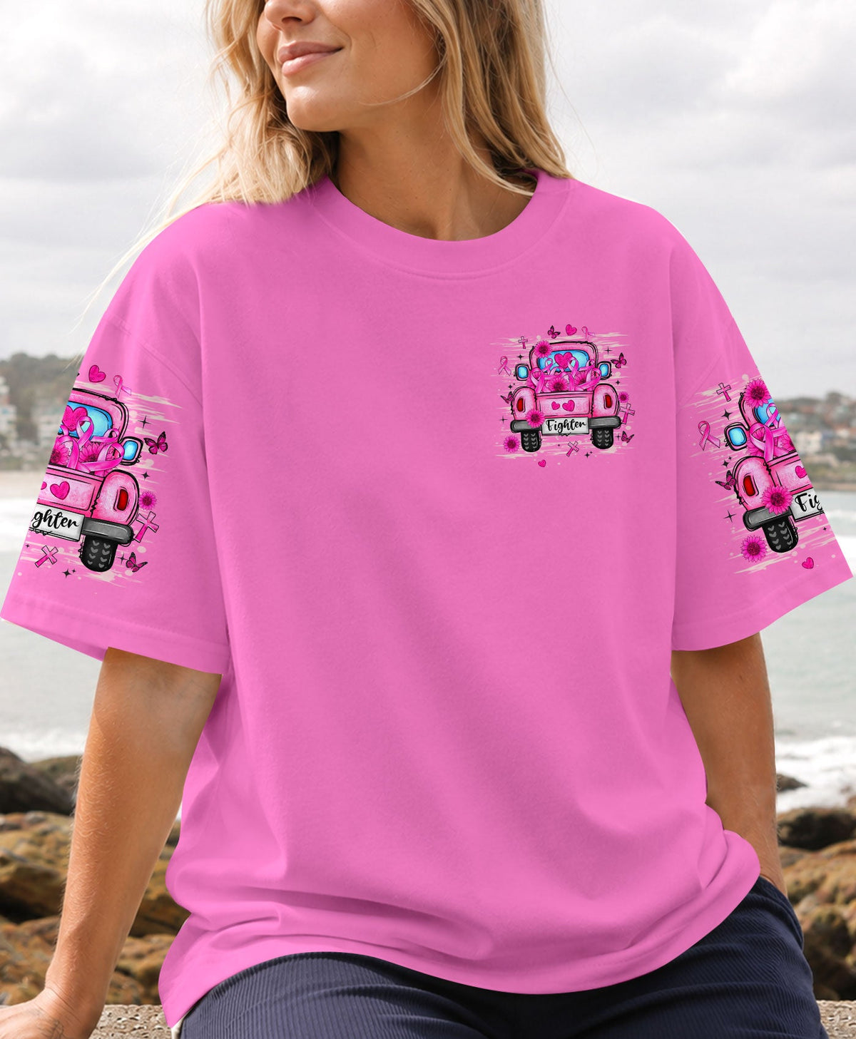 In October We Wear Pink Breast Cancer Awareness Women's All Over Print Shirt - Tlhn2407262
