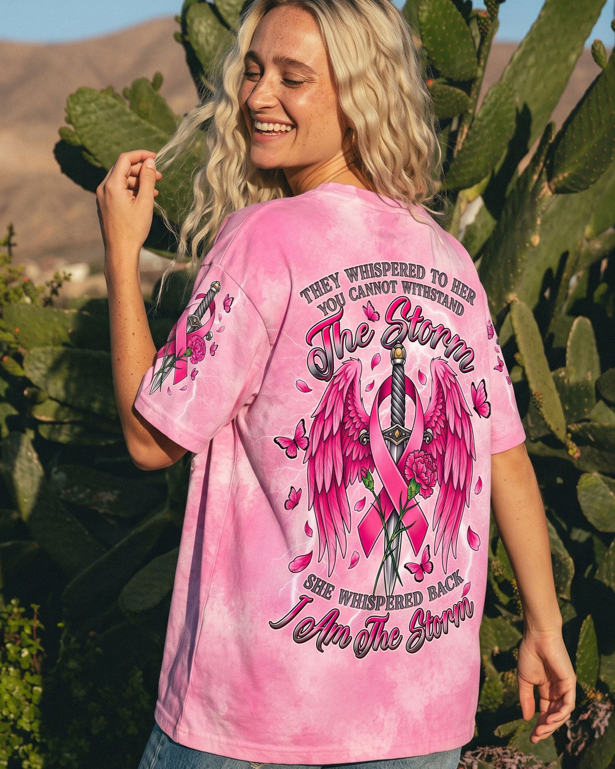 I Am The Storm Breast Cancer Awareness Wings Women's All Over Print Shirt - Tltw2807264