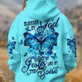 Blessed By God Loved By Jesus Cross Butterfly Women's All Over Print Shirt - Tltw1309251