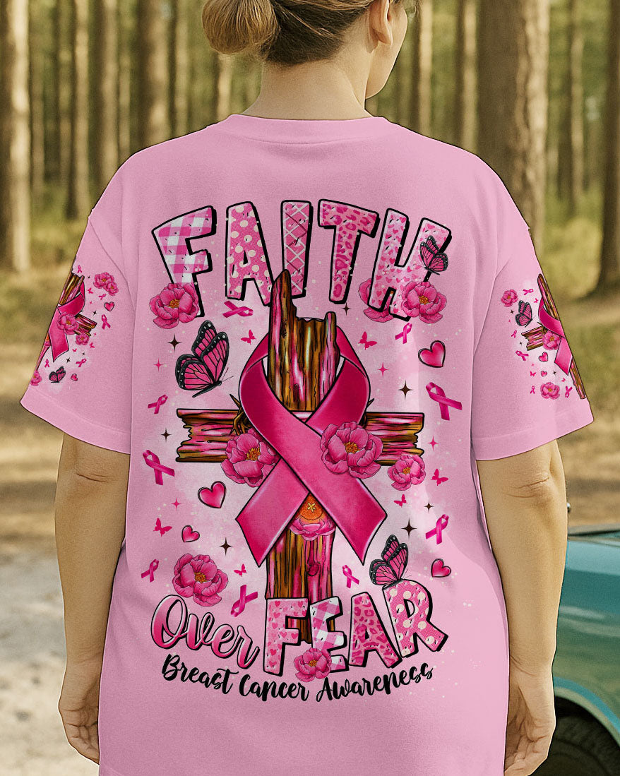Faith Over Fear Breast Cancer Women's All Over Print Shirt   - Tltr2907252