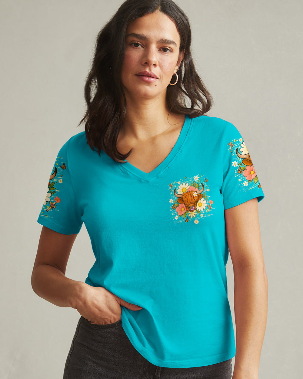 Follow The Word Highland Cow  Women's All Over Print Shirt - Tlhn0707262