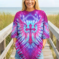 Pink Blue Swirl Cross Wings Women's All Over Print Shirt - Yhhn1401263