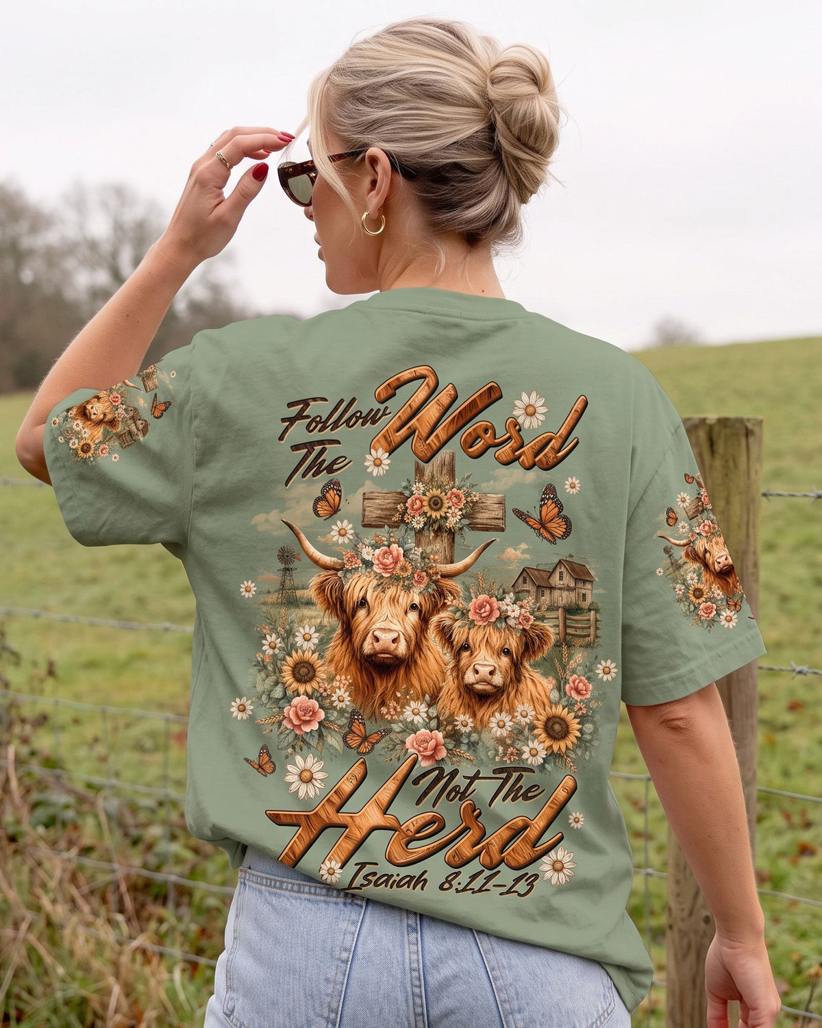 Follow The Word Highland Cow Women's All Over Print Shirt  - Tltw0807262