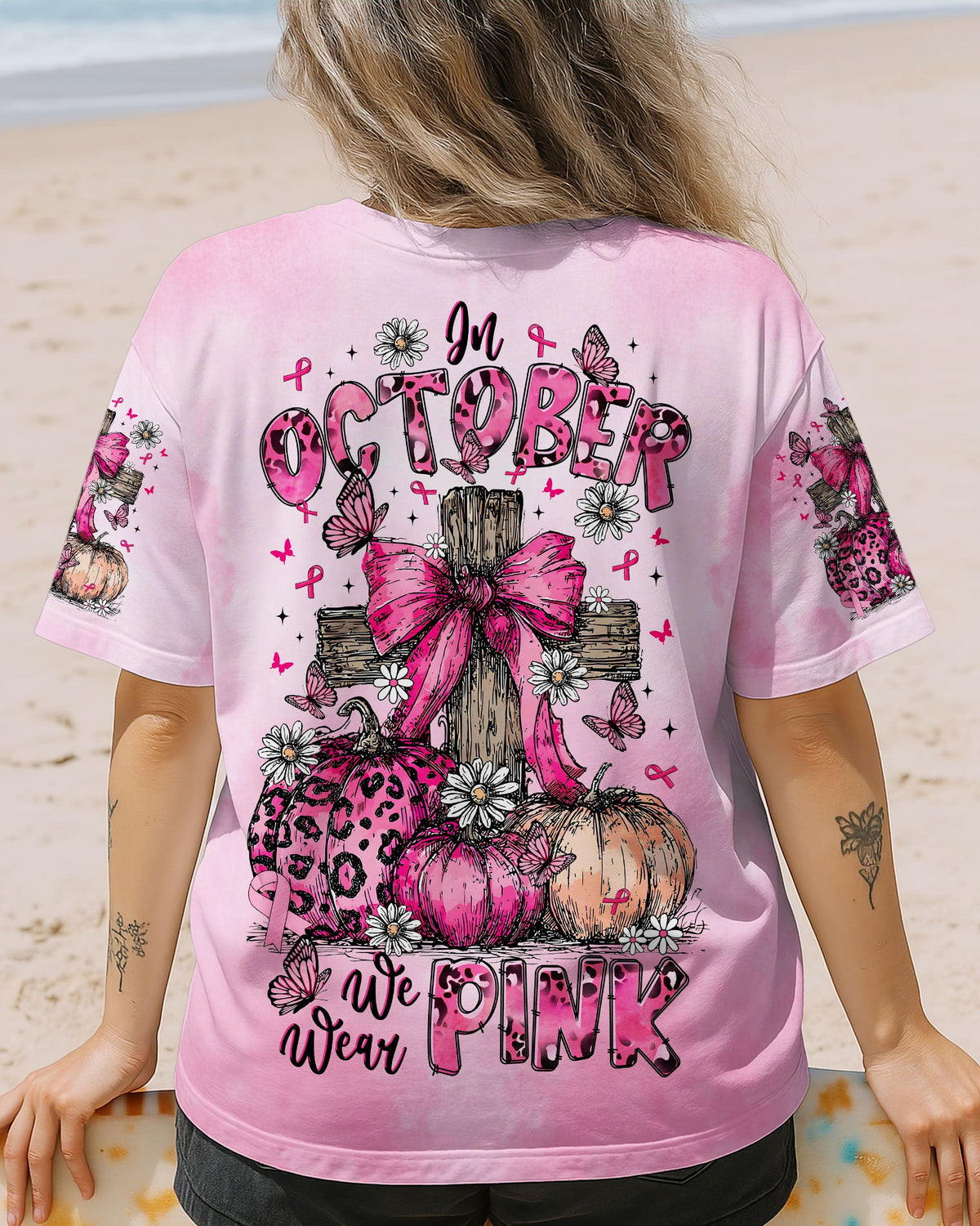 In October We Wear Pink Cross Women's All Over Print Shirt   - Tltr0508252