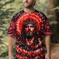 Jesus Halo Of Faith Red & Black Swirl Men's All Over Print Shirt   - Tltw0603261