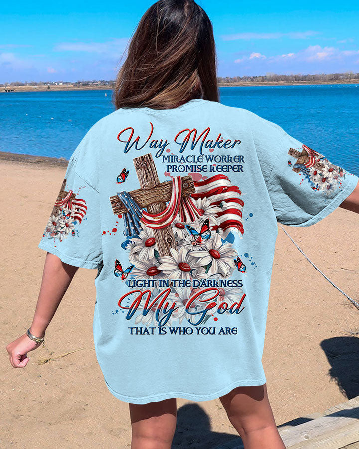 Way Maker Miracle Worker Flag Daisy Women's All Over Print Shirt - Tltw0407233