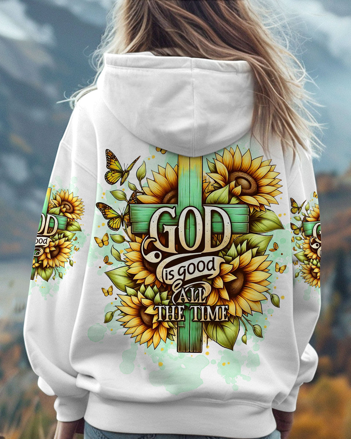 God Is Good All The Time Cross Sunflower Women's All Over Print Shirt - Tltw2311244
