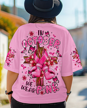 In October We Wear Pink Breast Cancer Awareness Women's All Over Print Shirt   - Tltr1108253