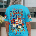 She Loves Jesus & America Too Red White & Blue Women's All Over Print   - Tltw0805261