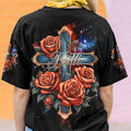Faith Cross Rose Vintage Women's All Over Print Shirt - Tltw0507232