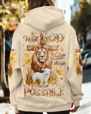 With God All Things Are Possible Lion Lamb Women's All Over Print Shirt - Yhlt2101252