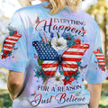 Just Believe Butterfly Flag Women's All Over Print Shirt - Yhdu0408232