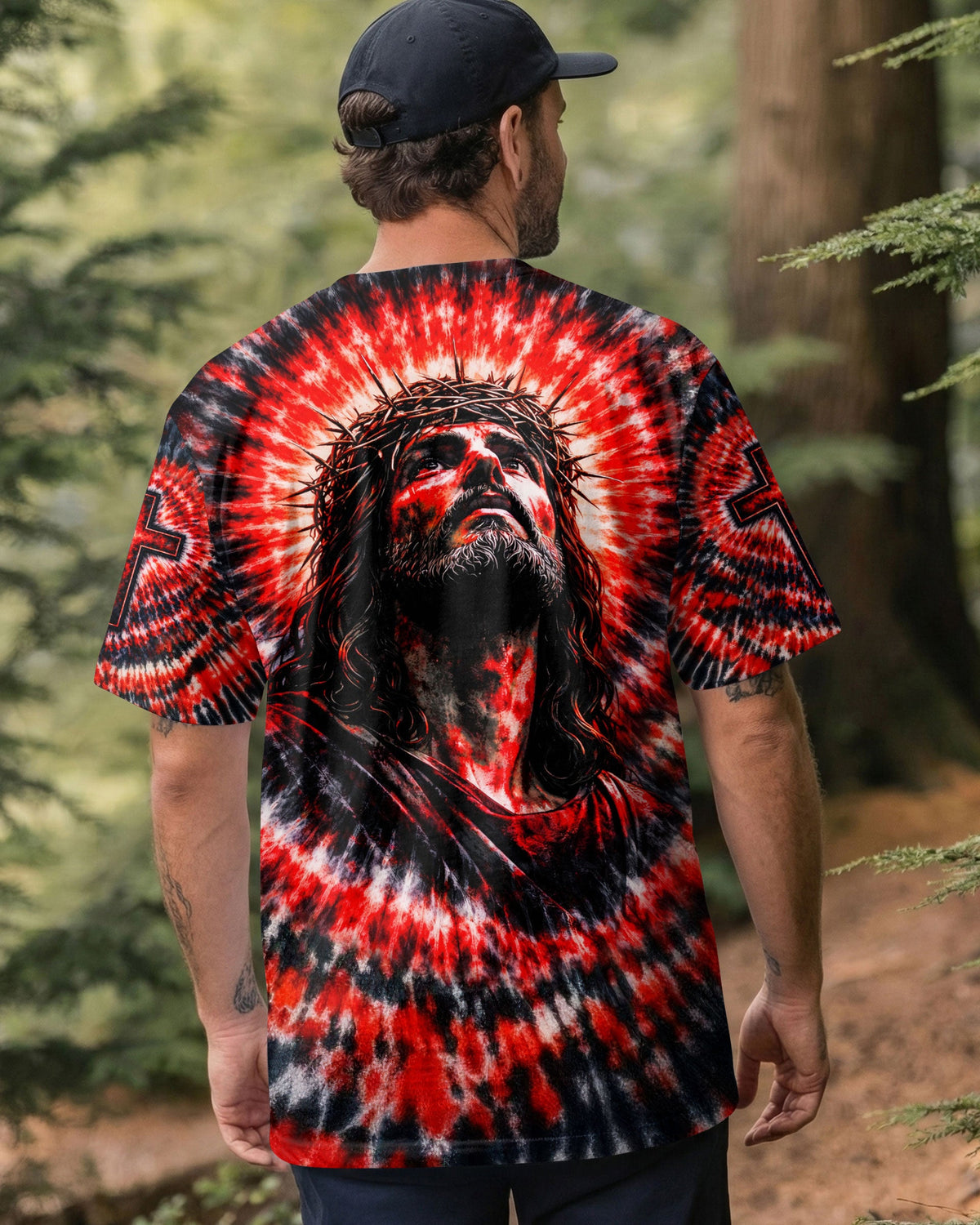 Jesus Halo Of Faith Red & Black Swirl Men's All Over Print Shirt   - Tltw0603261