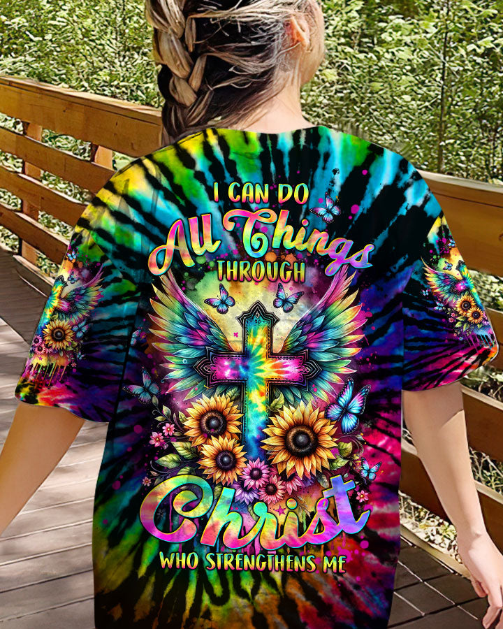 I Can Do All Things Cross Tie Dye Women's All Over Print Shirt - Tltw0102244