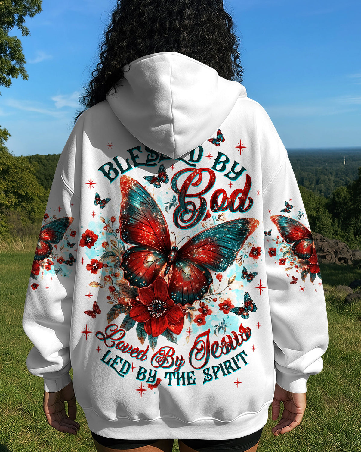 Blessed By God Loved By Jesus Butterfly Women's All Over Print Shirt - Tltw2209251