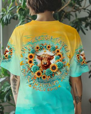 He Owns The Cattle On A Thousand Hills Cow Women's All Over Print Shirt - Tltw3007243