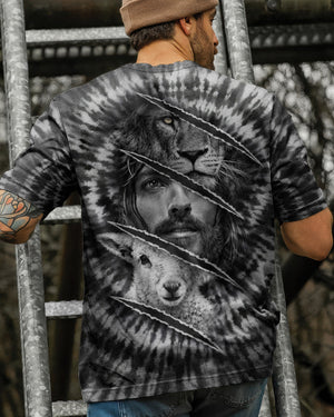 Strength And Sacrifice Lion Lamb Jesus Black & White Swirl  Men's All Over Print Shirt  - Tltw0502263