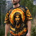 Jesus Halo Of Faith Black & Yellow Swirl  Men's All Over Print Shirt  - Tltw0602263