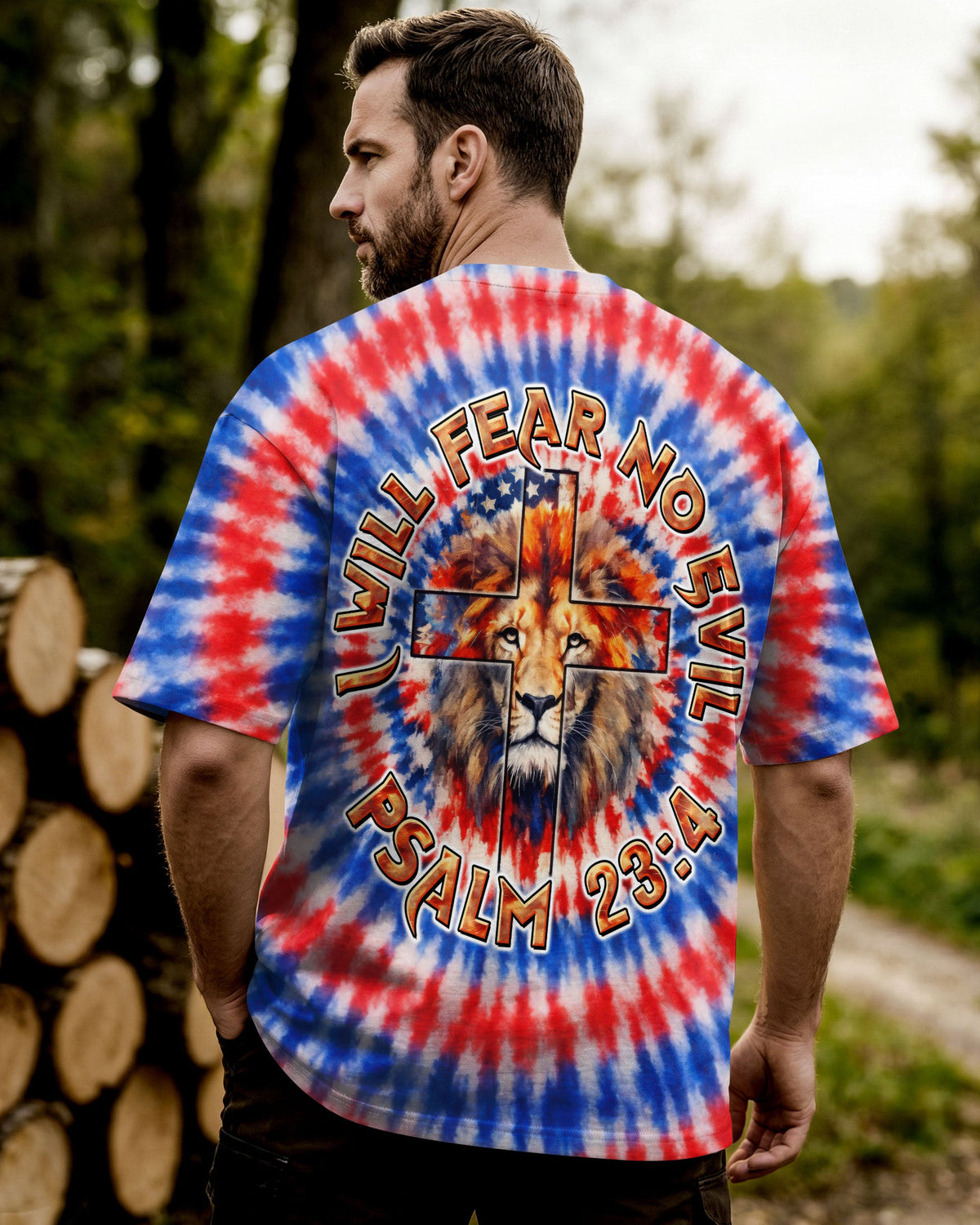 I Will Fear No Evil Lion Cross  Swirl  Men's All Over Print Shirt  - Tltw1102263