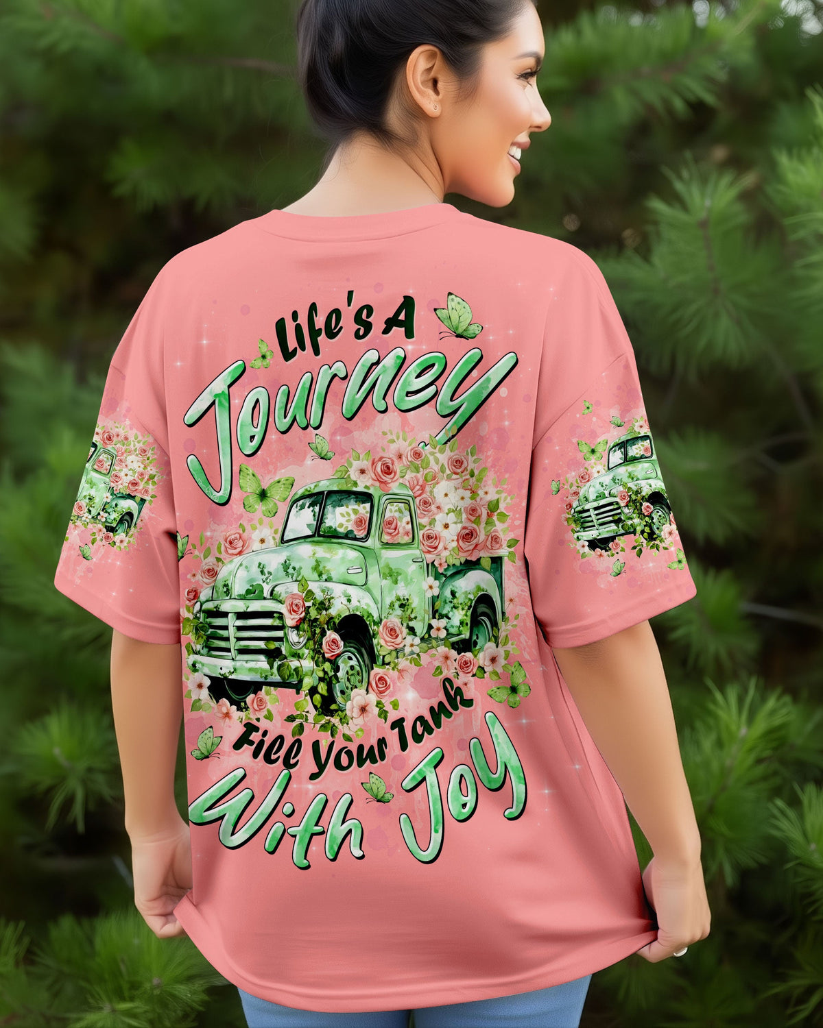 Life's A Journey Flower Truck Women's All Over Print Shirt - Tltw0412252