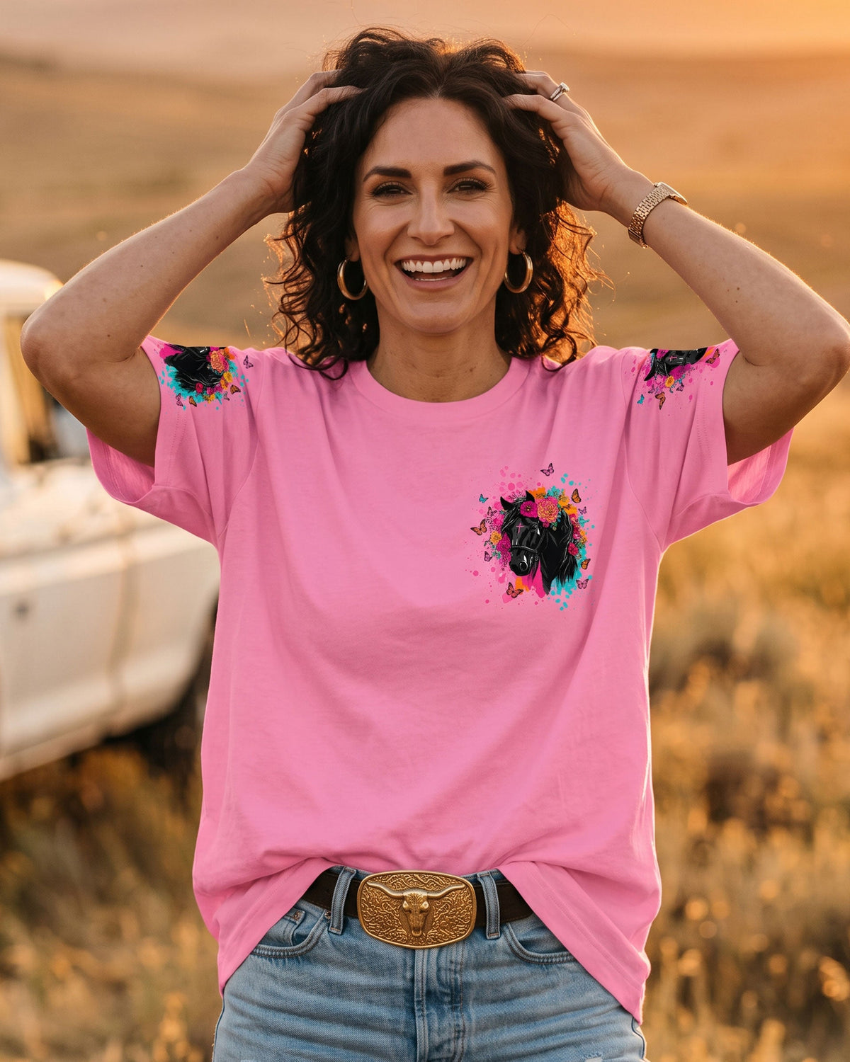 Blessed By God Loved By Jesus Horse Women's All Over Print Shirt - Tltw0107264
