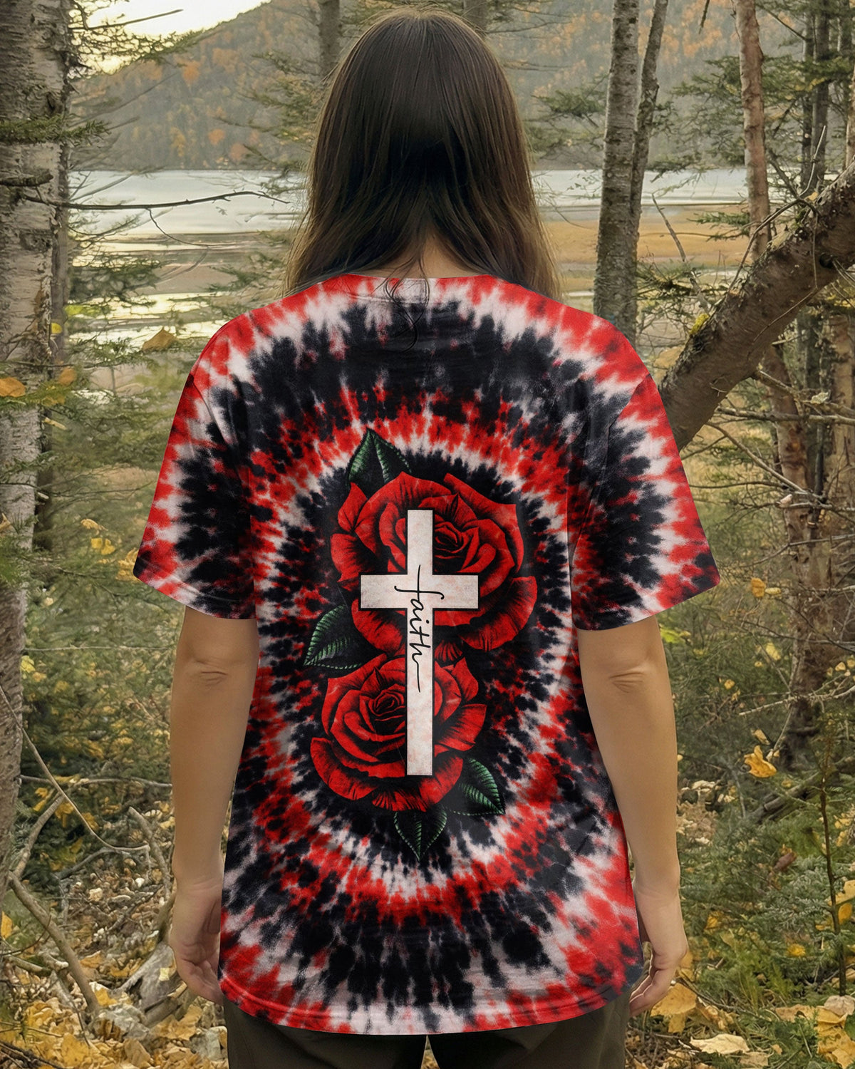 Cross Rose Swirl Women's All Over Print Shirt  - Tltw1103262