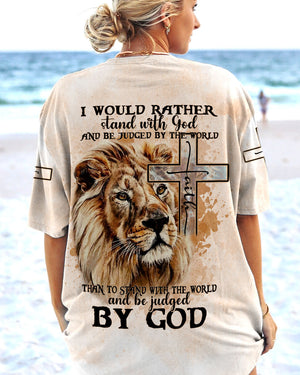I Would Rather Stand With God Painting Lion Women's All Over Print Shirt - Tltm2406237