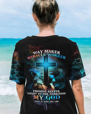 Way Maker Miracle Worker Lion Cross Light Colorful Women's All Over Print Shirt - Tltm2406235