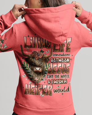 Living Life Somewhere Between Jesus Cow Women's All Over Print Shirt - Tlnt0607261